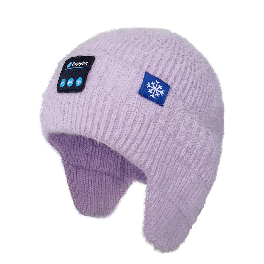 Bluetooth-Beanie-Mütze, Ohrenklappen-Kopfhörer, Lila