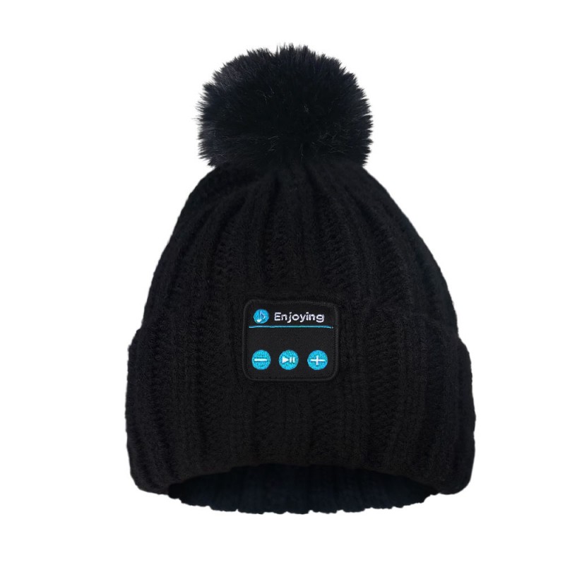 Bluetooth Beanie Hat Kopfhörer schwarz mit Ball
