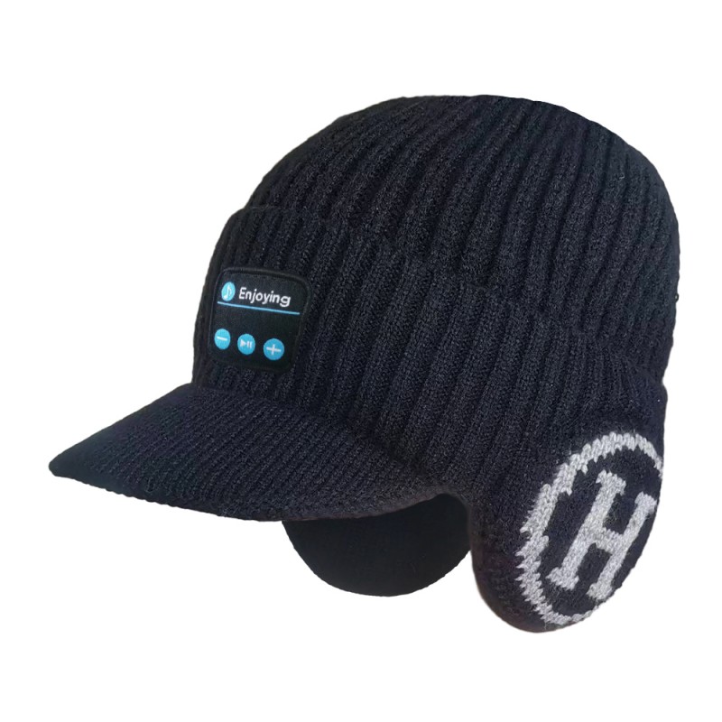 H-Form mit Krempe, Bluetooth-Mütze, Kopfhörer, Schwarz